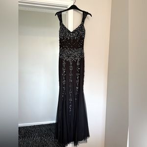 Marina Couture gunmetal sleeveless gown. Size 6.